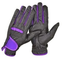 Horse Riding Gloves Synthetic Leather Sereno Equestrian Black